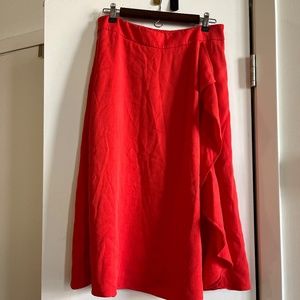 J. Crew 365 Flowy Orange/Red Skirt w/ Ruffle Detail